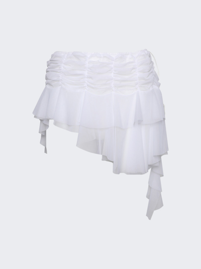 Ester Manas White Ruched Miniskirt