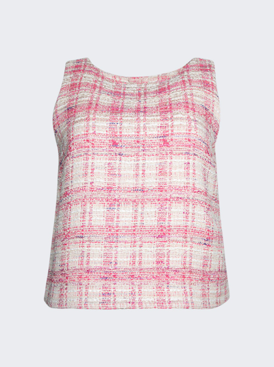 Lisa Marie Fernandez Cropped Cotton-blend Tweed Top In Pink Tweed