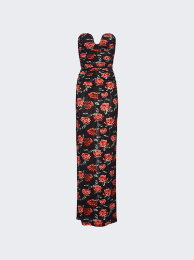 Magda Butrym Womens Black Floral-print Strapless Stretch-woven Maxi Dress In Black Floral Print