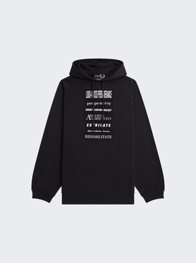Fred Perry X Raf Simons Printed Patch Hooded Sweatshirt In Black