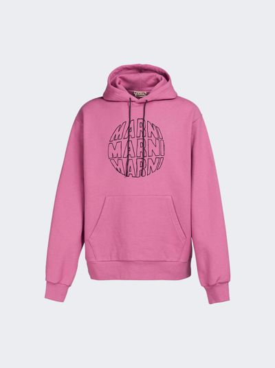 Marni Pink Printed Hoodie In Clc66 Cassis