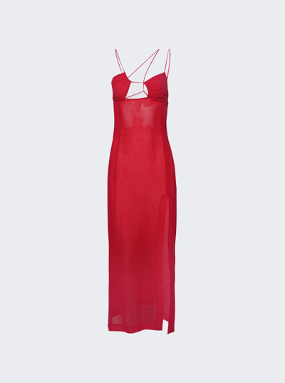 Nensi Dojaka Cutout Cotton-voile Maxi Dress In Fuchsia