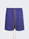 Rhude Beachfront Geometric-pattern Shorts In Navy