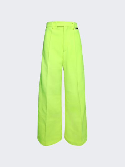 Vetements High-rise Wide-leg Fleece Pants In Flurorescent Yellow
