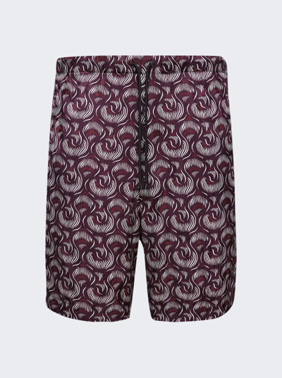 Dries Van Noten Men's Piperi Striped Shorts In Burgundy
