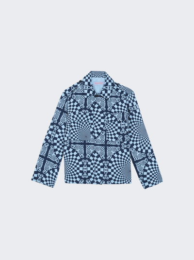Bluemarble Folk Checkerboard Print Overshirt In Blue