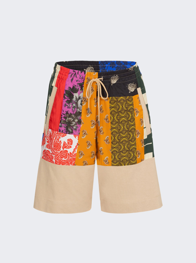 Dries Van Noten Paneled Shorts In Multicolor