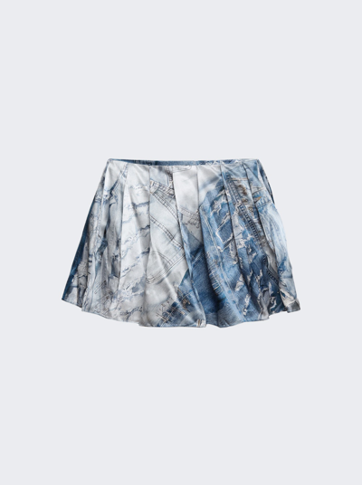 Natasha Zinko Denim Print Skirt In Light Wash Blue