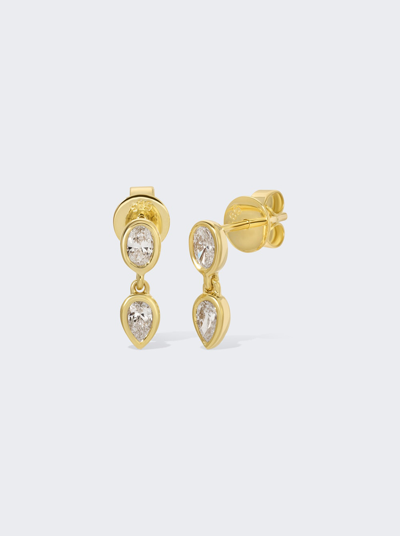 Isa Grutman Double Diamond Stud Earrings In 14k Gold