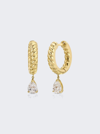 ANITA KO SMALL ZOE HUGGIE EARRINGS WITH PEAR DIAMOND DROPS