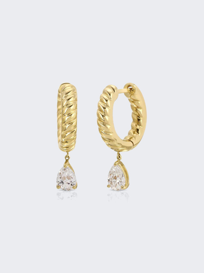 Anita Ko Small Zoe Huggie Earrings With Pear Diamond Drops In Gold