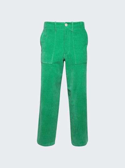 The Elder Statesman Men's Cotton-velvet Work Pants In Jade Green
