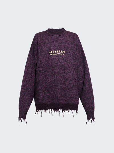 Vetements Afterlife Destroyed Knitted Sweater In Purple
