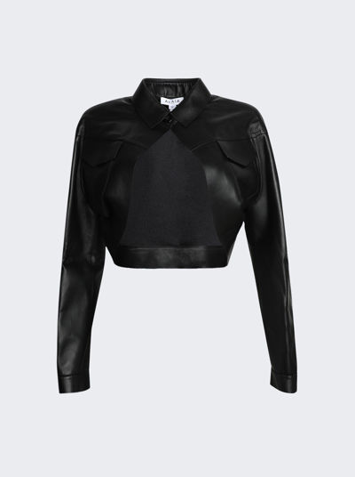 Alaïa Cropped Leather Shrug Jacket In Black