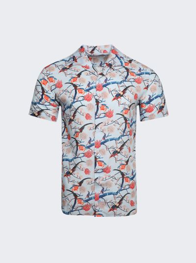 Orlebar Brown Hibbert Graphic-print Shirt In Light Island Sky