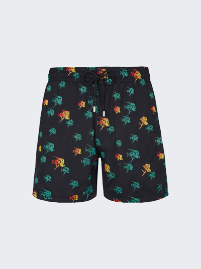 Vilebrequin Mistral Embroidered Nylon Swim Shorts In Black
