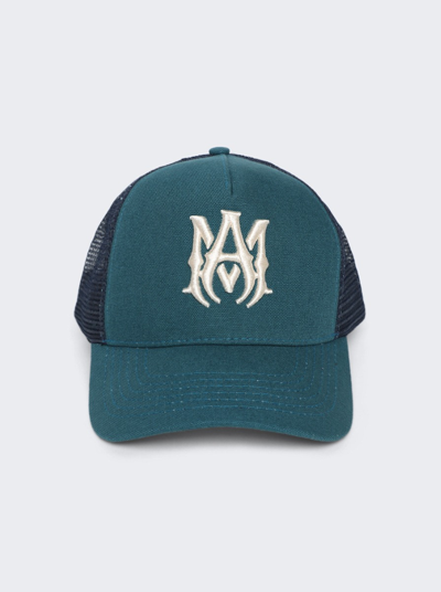Amiri Ma Logo Embroidered Trucker Hat In Teal
