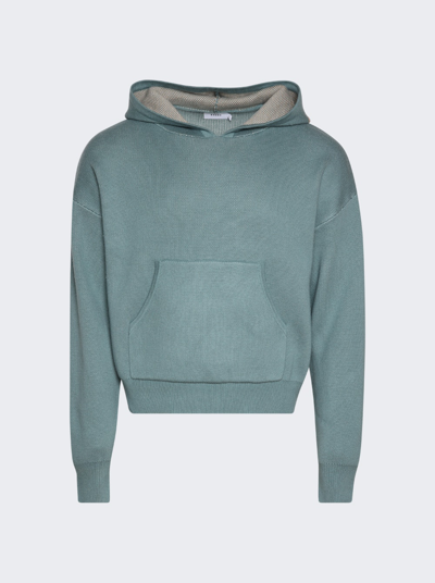 Rhude Green Jacquard Hoodie In Ivory And Sage