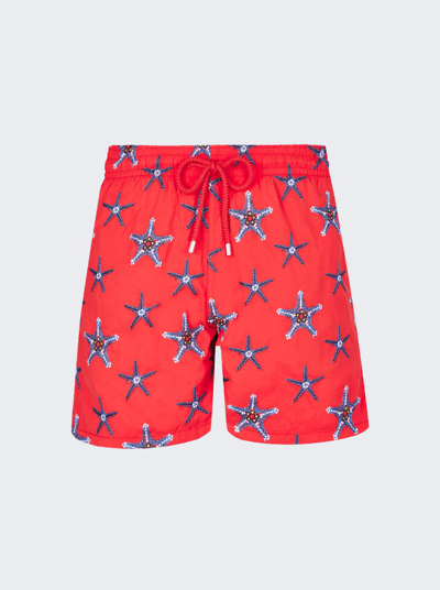 Vilebrequin Mistral Swim Shorts In Coquelicot Red