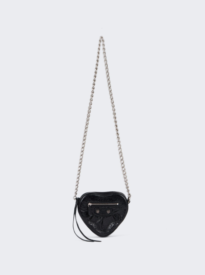Balenciaga Le Cagole Mini Heart Crossbody Bag In Black