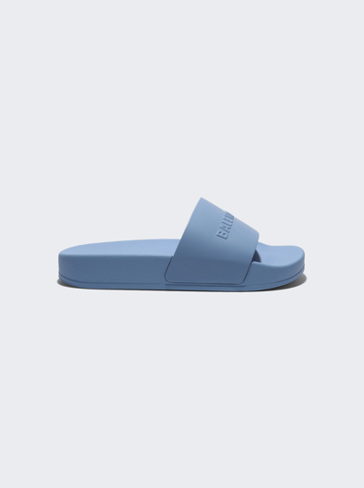 Balenciaga Kids Pool Rubber Logo Slides In Light Blue