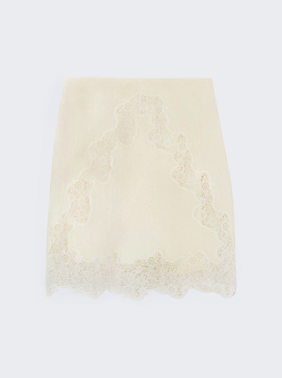 Chloé Flared Lace-trimmed Mini Skirt In Eden White