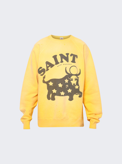 Saint Michael Cow Sweatshirt In Yellow