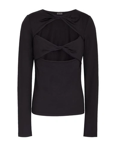8 By Yoox L/sleeves Cut-out Knot Top Woman T-shirt Black Size Xxl Recycled Polyamide, Elastane
