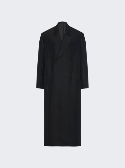 The Row Catena Oversized Double-breasted Wool And Silk-blend Cady Coat In Black