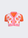 Jacquemus Ladies Multi-orange Argyle-check-pattern Cropped Top In Orange