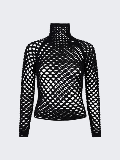 Alaïa Cage High Neck Knitted Top In Black