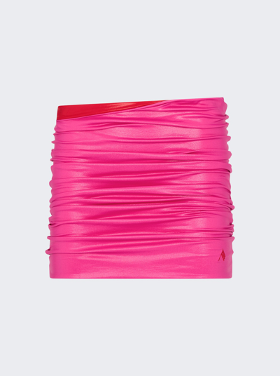 Attico Pink Gathered Miniskirt In Fuchsia