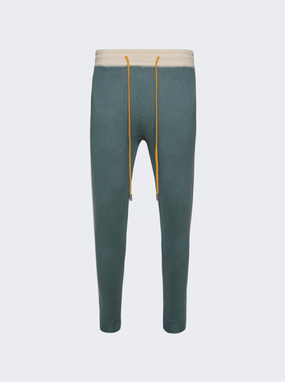 Rhude Knit Track Pants In Ivory And Sage