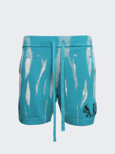 Amiri Logo-embroidered Knitted Shorts In Blue