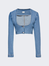 Magda Butrym Ultra Cropped Scoop Denim Jacket In Blue