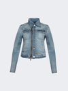 Courrèges Zip Up Denim Jacket In Light Blue