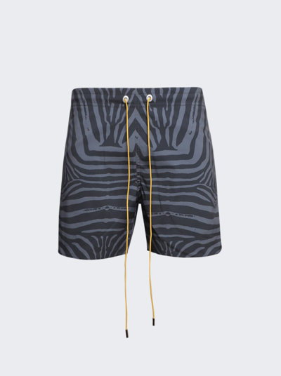 Rhude Black & Gray Zebra Swim Shorts