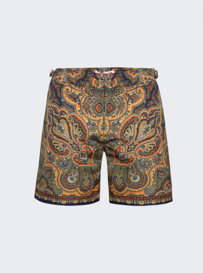 Orlebar Brown Bulldog Badeshorts Mit Mystique Paisley-print In Lagoon