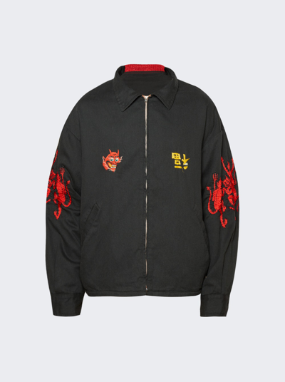 Saint Michael Cotton Jacket W/all Over Embroidery In Black