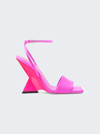 Attico Block Heel Ankle Strapped Sandals In Fluorescent Fuchsia