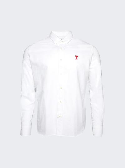 Ami Alexandre Mattiussi Ami De Coeur Long Sleeve Shirt In White