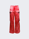 Fendi Satin-finish Wide-leg Cargo Trousers In Kissed