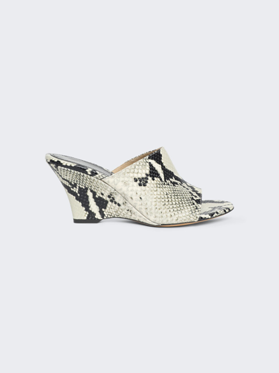 Khaite Marion Snake-embossed Wedge Sandals In Natural