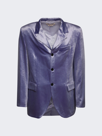 Marni Single Breasted Velvet Blazer In Ultra Violet