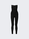 Khaite Tela Strapless Ruched Stretch-knit Jumpsuit In Black