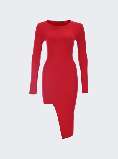 Zeynep Arcay Asymmetric Knit Midi Dress In Red