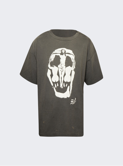 Saint Michael Skull Jesus T-shirt In Black