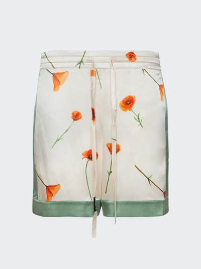 Nahmias Mens Poppy Ivory Poppy Colour-blocked Stretch-silk Shorts