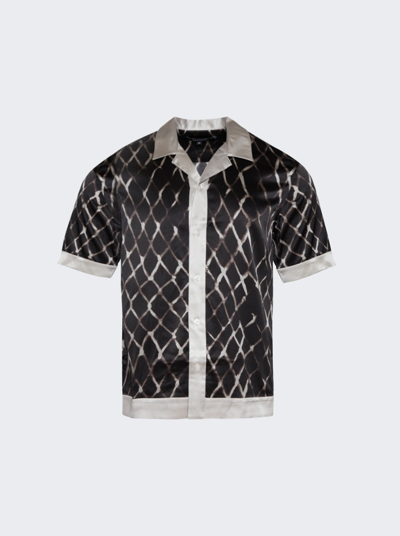 Nahmias Colorblock Swish Short Sleeve Silk Shirt In Black Swish