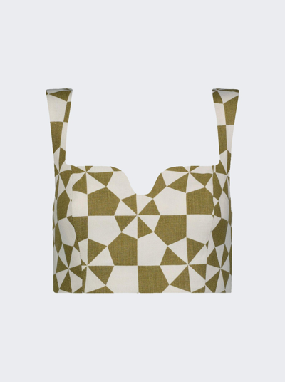 Mara Hoffman Jini Printed Organic Cotton Cropped Top In Olive